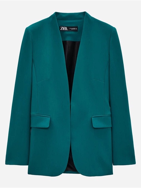 Zara Open-Front Green Suit With Wide Belt Size S